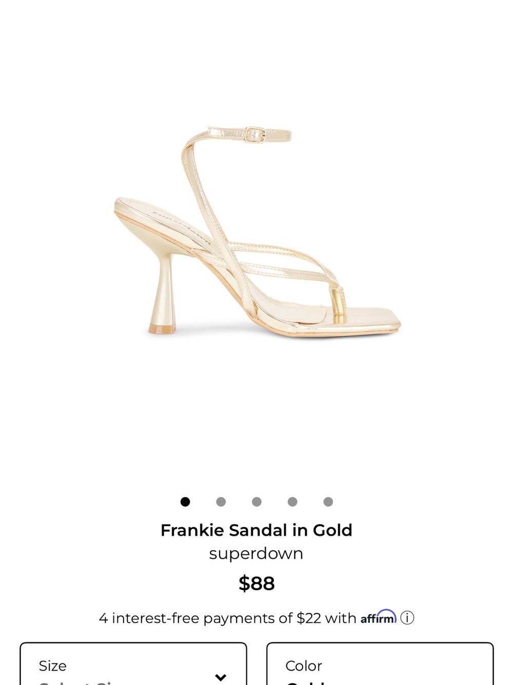 superdown Metallic Gold Strappy Ankle-Heel Sandal